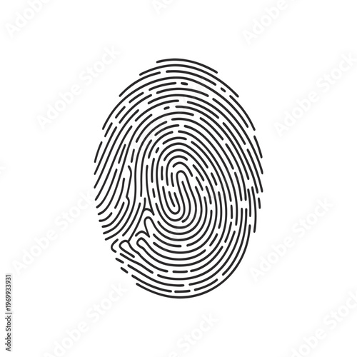 Black and white fingerprint illustration realistic biometric pattern vector style