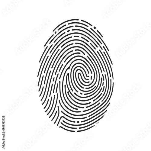 Black and white fingerprint illustration realistic biometric pattern vector style