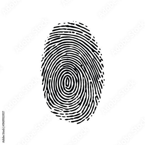 Black and white fingerprint illustration realistic biometric pattern vector style