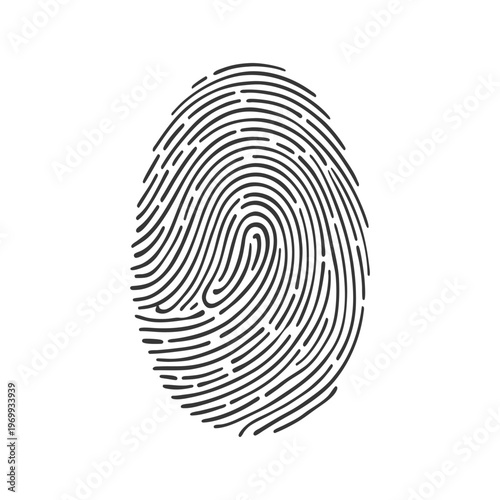 Black and white fingerprint illustration realistic biometric pattern vector style