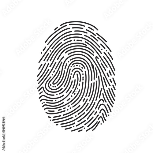 Black and white fingerprint illustration realistic biometric pattern vector style