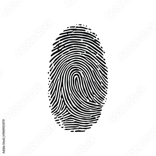 Black and white fingerprint illustration realistic biometric pattern vector style