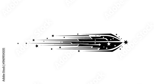 Trailing Comet: A comet hurtles through space, leaving behind a streaking trail of cosmic dust and shining star, a symbol of speed and cosmic movement.
