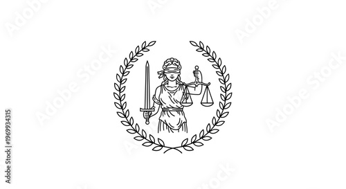 Lady Justice: A symbolic depiction of Lady Justice, blindfolded and holding scales and a sword, representing fairness and the rule of law.