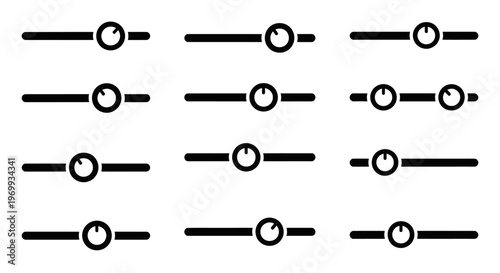 Slider Controls: An array of sleek, minimalist slider controls, ready for user interaction and interface design, showcasing a clean and modern aesthetic.