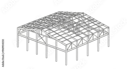Architectural Framework: An intricately designed steel framework, with its geometric precision and structural integrity, represents the foundation of a modern edifice.