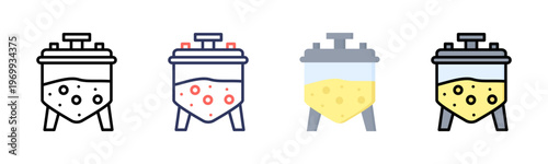 Bioreactor icon set multiple style collection