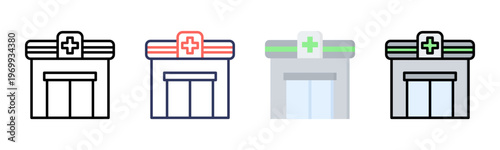 Clinic icon set multiple style collection