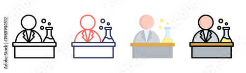 Chemist icon set multiple style collection