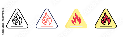 Flammable icon set multiple style collection