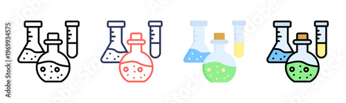 Chemist icon set multiple style collection