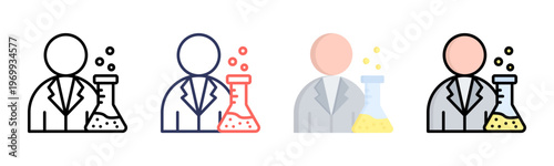 Scientist icon set multiple style collection