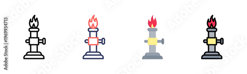 Bunsen Burner icon set multiple style collection