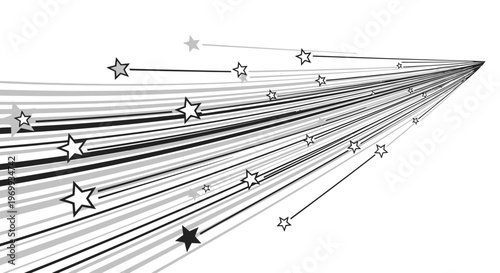 Starry Ascent: A visually striking artistic depiction of stars streaking across the sky, symbolizing progress, dreams, and the vast expanse of possibilities.