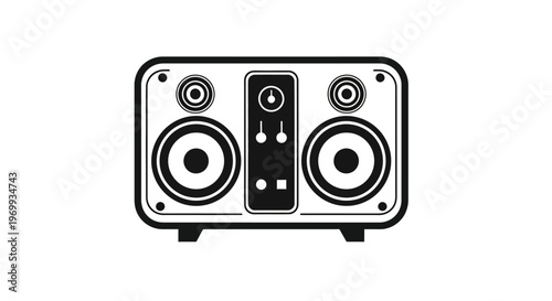 Audio Speaker in Monochrome: A sleek, modern audio speaker, rendered in a striking monochrome palette, embodies the essence of sound amplification and music appreciation.