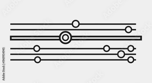 Abstract Line and Circle Composition: Minimalist geometric art piece featuring a series of parallel lines adorned with delicate circles, creating a visually balanced and intriguing design.
