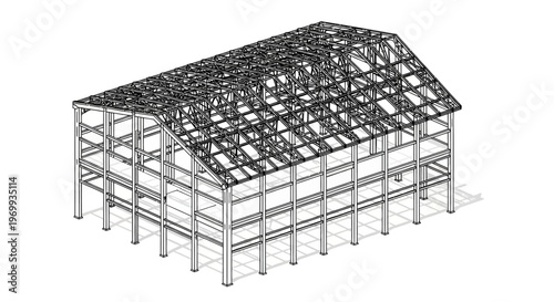 Structural Skeleton: A meticulously crafted architectural rendering presents a building's skeletal framework, a testament to modern engineering, highlighting the core strength and design.