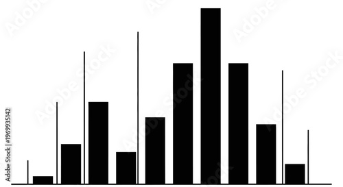 Data Visualization: A stark bar graph illustrating data trends with vertical bars of varying heights, conveying information in a clean, easily understandable format.