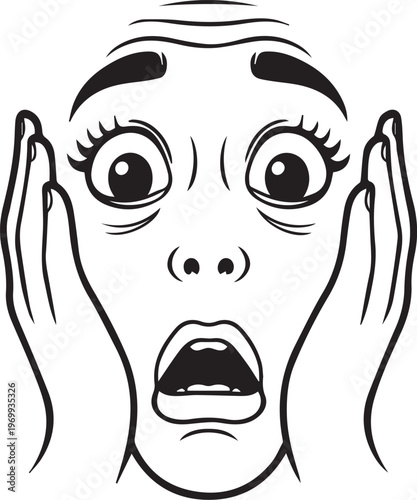 A close-up illustration of a person's face expressing surprise and shock, featuring wide eyes and an open mouth.