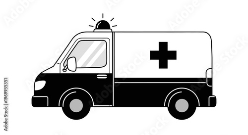 Ambulance Illustration: A simple yet impactful illustration of an ambulance, symbolizing swift medical assistance and emergency response.