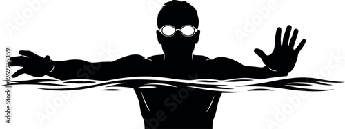 Silhouette of a person struggling in water reaching out for help