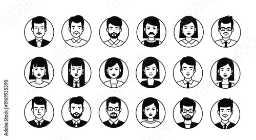 Diverse Avatars: A collection of distinct and varied avatar portraits, each representing a unique individual with different characteristics and expressions.