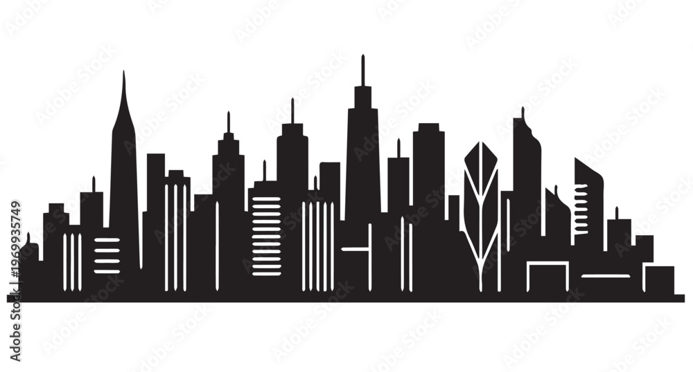 Fototapeta premium Modern City Skyline Vector Illustration