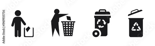 Recycling and Waste Disposal Vector Icons Set