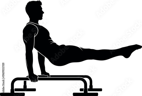 Silhouette of a person performing a sit up on a gym bench silhouette