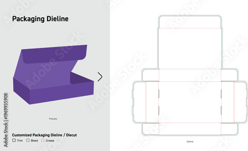 Reinforced Side Lock Mailer Box Packaging Dieline Template