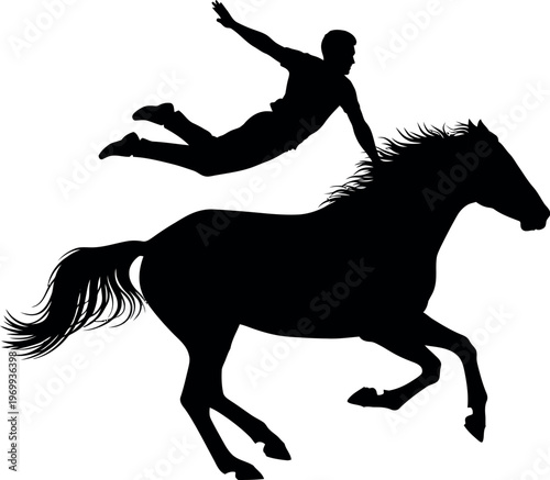 Silhouette of a person riding a horse
