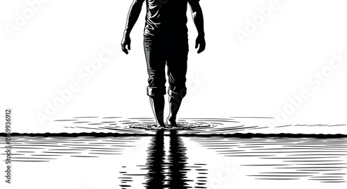 Silhouette of a person standing on the edge of water