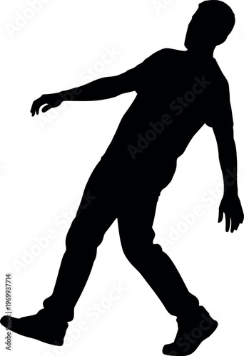 Silhouette of a person walking alone in a dynamic pose