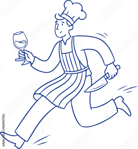 Person holding wineglass & knife.eps