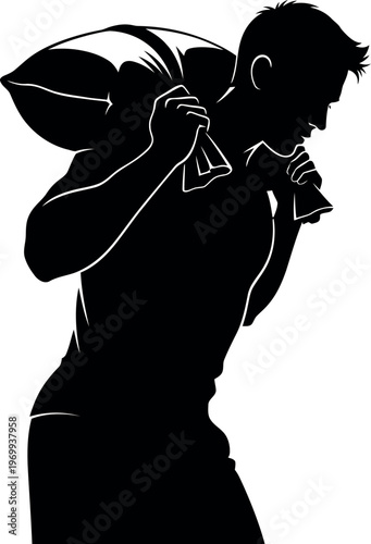 Silhouette of a person holding a camera