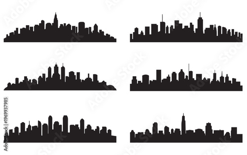 Φωτογραφία City Skyline Silhouette Vector Set