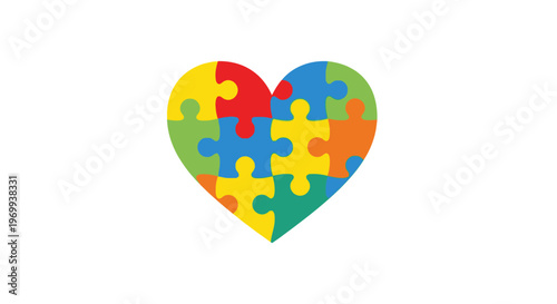 Autism Awareness Heart Puzzle Symbol.