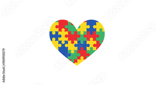 Autism awareness heart puzzle symbol.