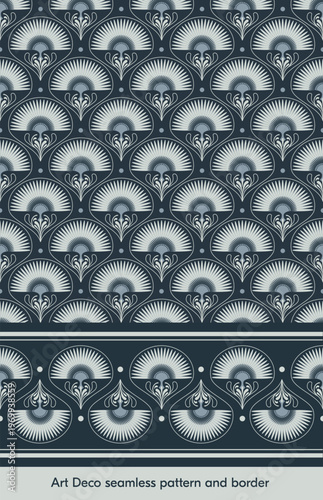 Art Deco Seamless Ornament and Border Set: Vector for Wallpaper, Fabric, Gift Wrap and Print