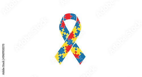 Autism awareness ribbon symbol puzzle.