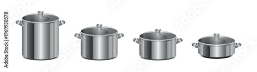 Stainless Steel Cooking Pots Vector Set
