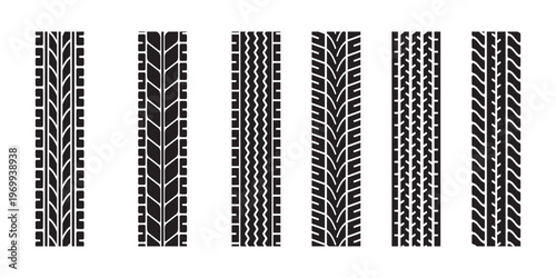 Variety of Tire Tread Patterns Vector Illustration Collection