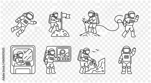 Astronauts in Various Activities - Exploring Space and Performing Tasks.