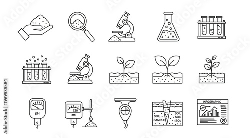 Scientific Equipment and Plant Growth Process Illustration.
