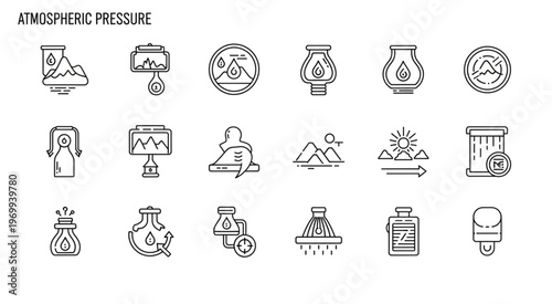 Illustrative depiction of atmospheric pressure measurement instruments and related concepts.
