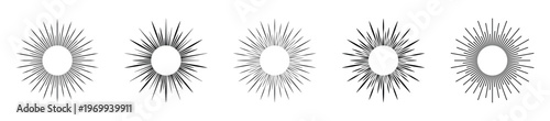 Radiating Sunburst Patterns in Minimalist Style Vector Set