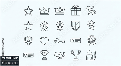 Membership Icons Bundle - A Collection of Rewards, Achievements, and Loyalty Symbols.
