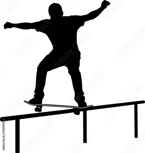 Silhouette of a person balancing on a beam with arms outstretched