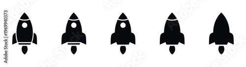 Rocket Spaceship Vector Icon Set