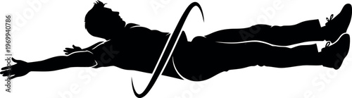 Silhouette of a person in mid air with a hoop